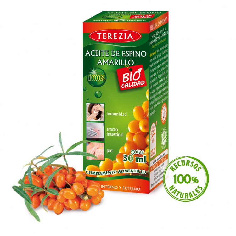 ACEITE DE ESPINO AMARILLO 100 % PURO en forma de gotas